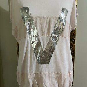 The V Women's Pink Top with Silver Accents